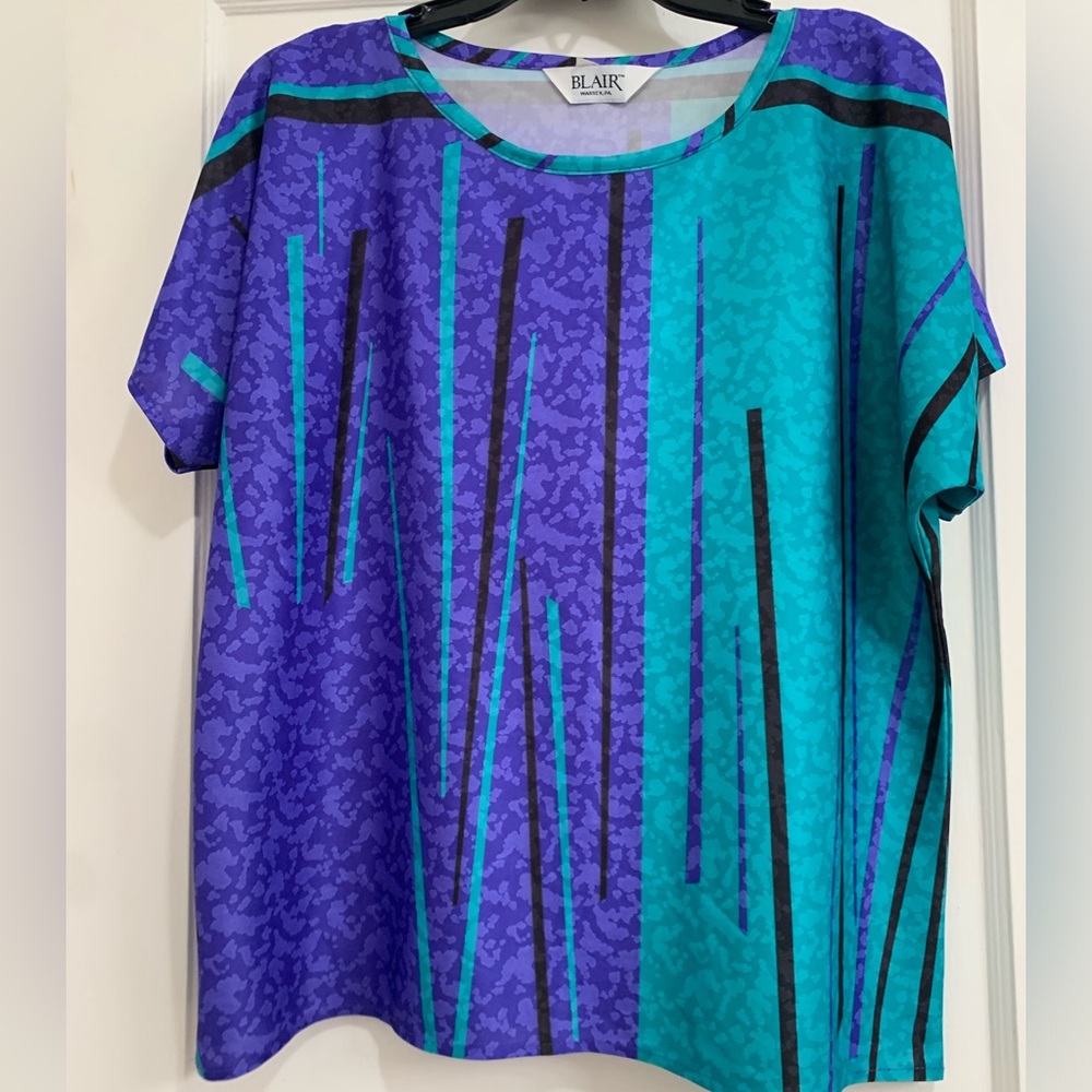 Vintage Blair Warren, PA Teal & Purple Shirt